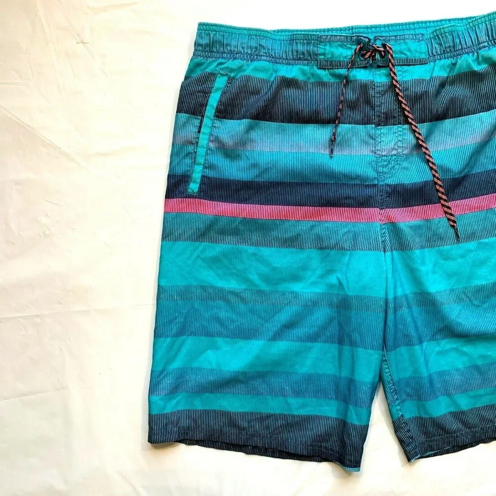 Nike Swim Trunks‎ Board Shorts Mens Medium M Mesh Brief Swoosh Colorful Striped